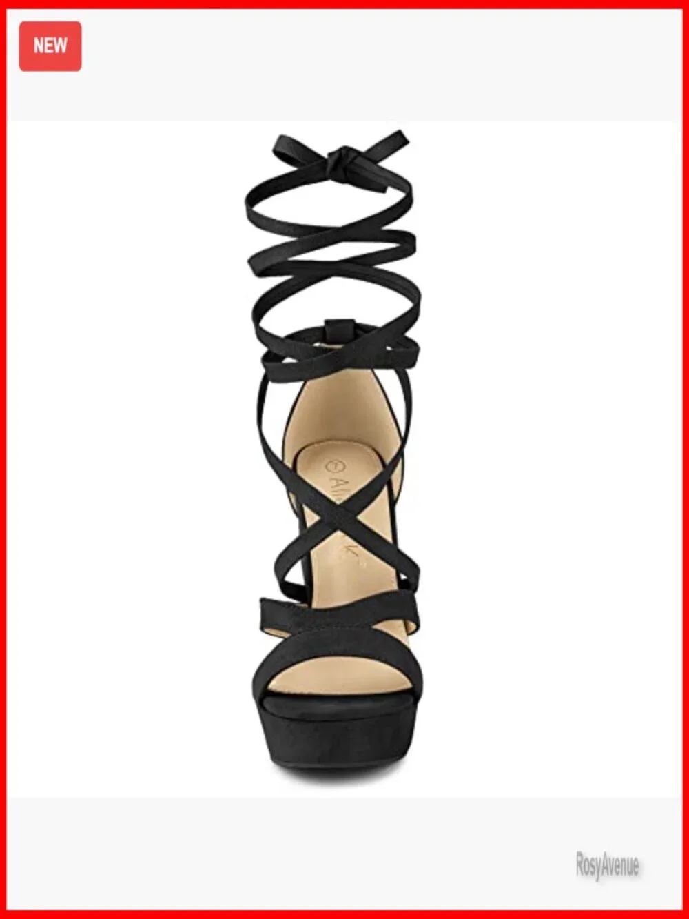 Platform Chunky Heel Sandals Lace Up Faux Suede 5.3 Inch Heel